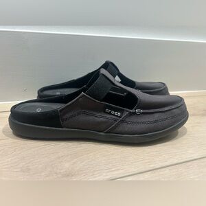 Crocs WALU MULES Black Canvas 200034 Stretch Slip On Boat Shoes Womens Size 8
